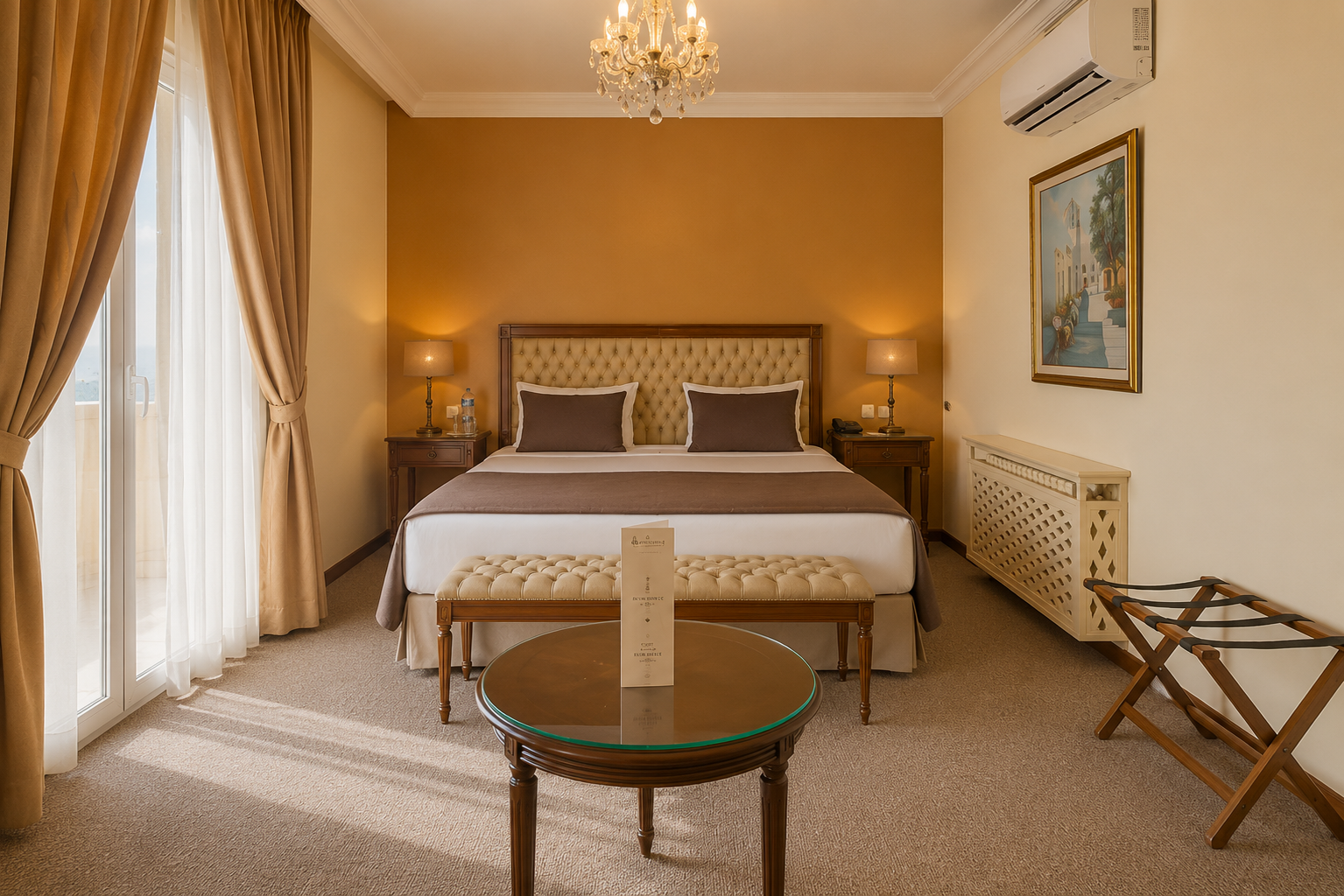 La suite sénior est composé d’un grand salon et d’une chambre séparé grâce à une porte coulissante. Spacieuse,raffinée et élégante, elle vous permettra d’accueillir vos invités tout en conservant une certaine intimité dans notre hôtel. <br><br><a href="https://hotelacropole.com/hebergements/suite-senior/" style="color: #C5A059; font-weight: bold; text-decoration: none;">VOIR CHAMBRE →</a>