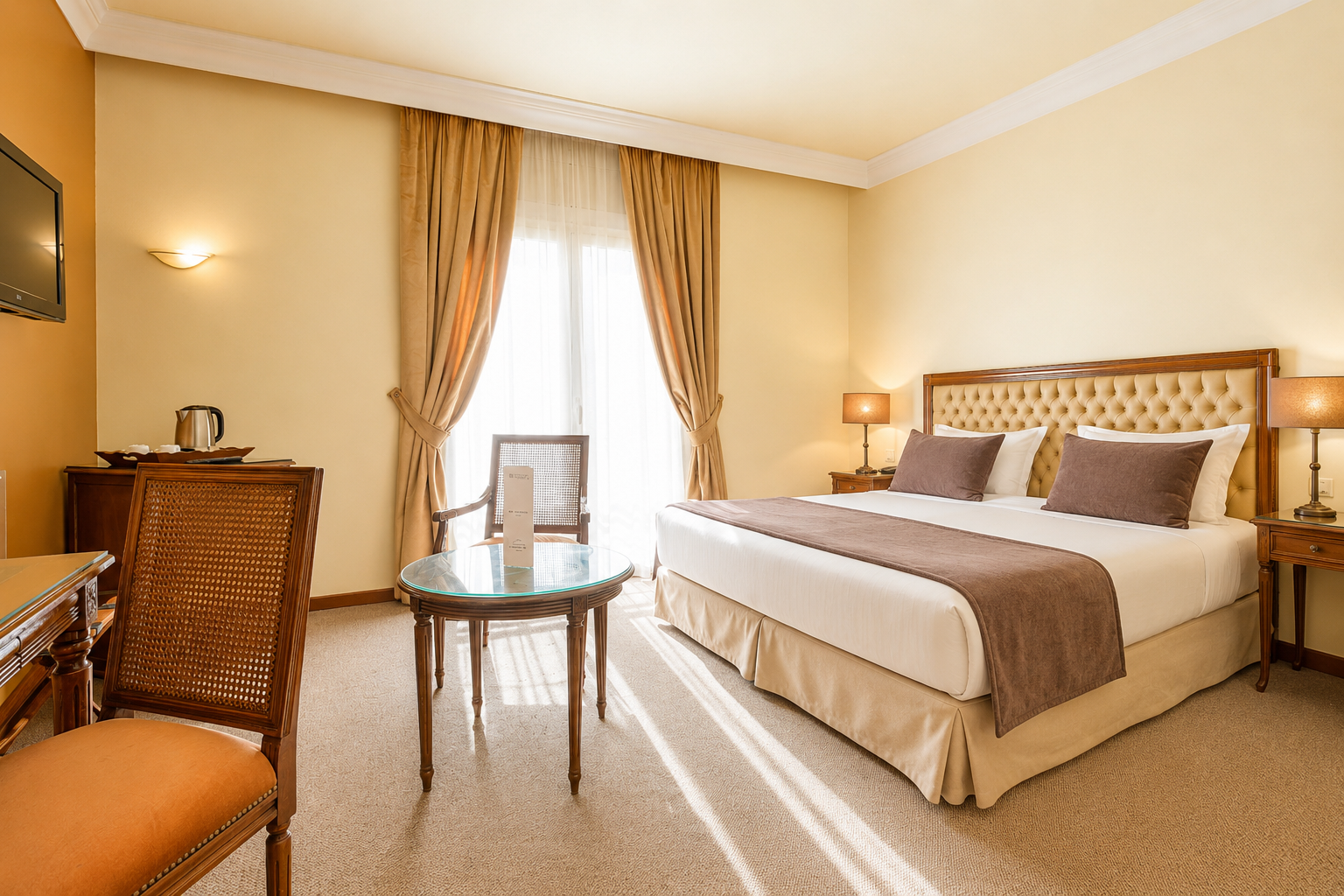 Plus spacieuse que nos chambres standards, nos chambres supérieures vous apporteront tout le confort nécessaire pour faire de votre séjour un moment de détente avec une vue sur le lac de Tunis. <br><br><a href="https://hotelacropole.com/hebergements/chambre-superieure/" style="color: #C5A059; font-weight: bold; text-decoration: none;">VOIR CHAMBRE →</a>